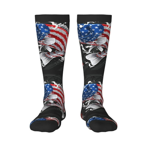Easygdp Largemouth Bass Fish In Usa Fashionable Adult Sockings&Sports Sockings&Breathable Sockings, Non-Pilling,Contrasting Color Design