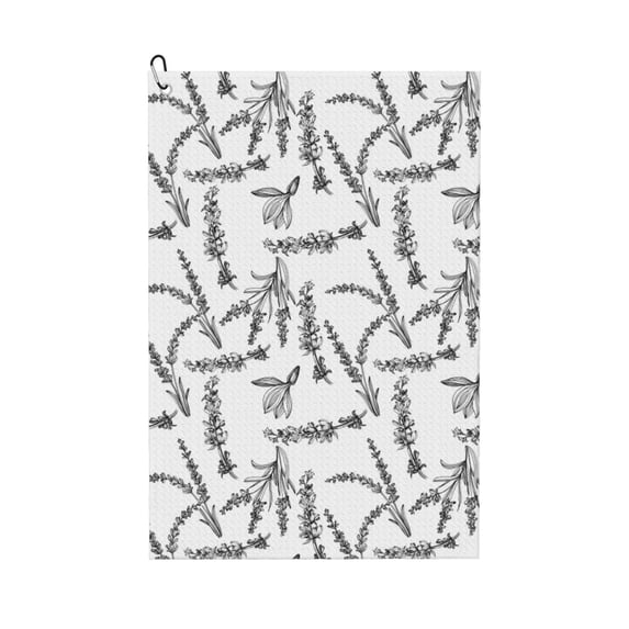 Easygdp Lavender Flowers Golf Towel 24x16in for Men and Women with Carabiner Clip for Easy Attachment