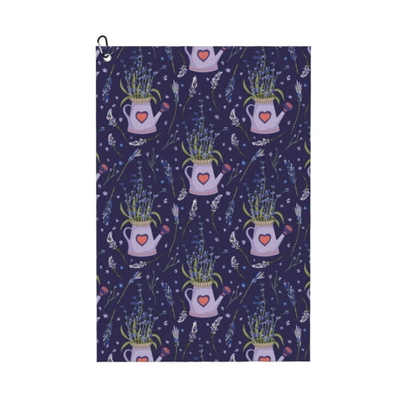 Easygdp Lavender Flowers Golf Towel 24x16in for Men and Women with Carabiner Clip for Easy Attachment