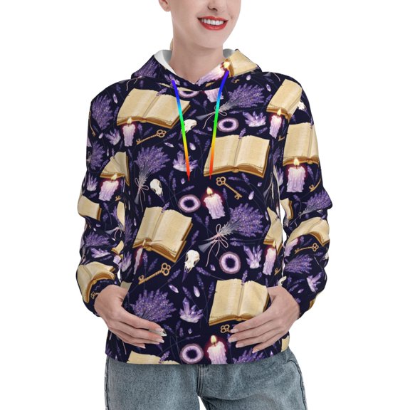 Easygdp Lavender Flowers Womens Casual Hoodies Sweatshirts Long Sleeve Pullover Fall Pullover Tops Outfits Winter Clothes-X-Large