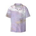 thumbnail image 1 of Easygdp Lavender Glitter Foil Stripes Men's Casual Short-sleeved Shirt with Pocket and Button Suitable for Beach Vacation Leisure - 3X-Large, 1 of 7