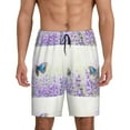 thumbnail image 1 of Easygdp Lavender and Butterfly Men's Short Pajama Pants, Sleep Shorts, Household Pants, Casual Pants with Pockets - XX-Large, 1 of 9