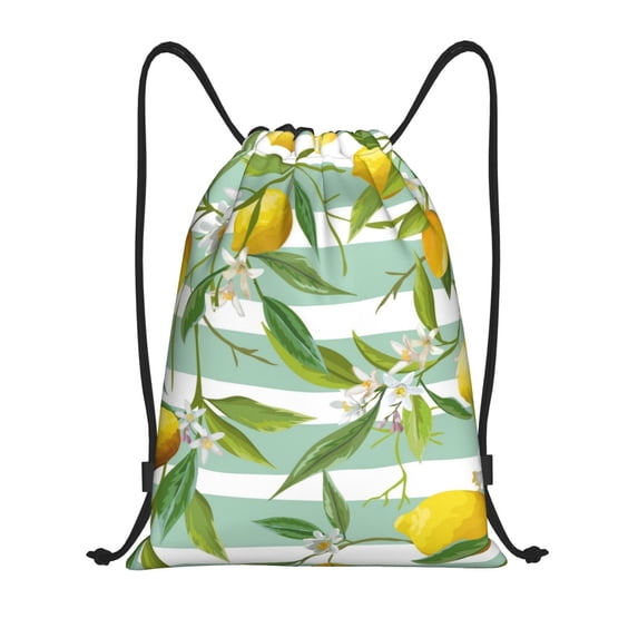Easygdp Lemon Drawstring Backpack, Beach Sackpack, Travel Sackpack Lightweight for Sports, Gym, Travel, Swimming -