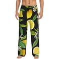 thumbnail image 1 of Easygdp Lemon Fruits Flowers Leaves Men's Pajama Pant, Sleep Elastic Waistband Lounge Pants - Medium, 1 of 9