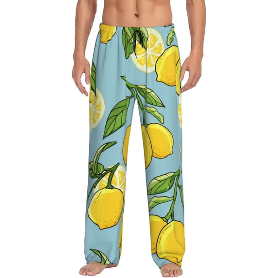 Easygdp Lemon Men's Pajama Pant, Sleep Elastic Waistband Lounge Pants - Large