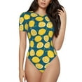 thumbnail image 1 of Easygdp Lemon Women's One-Piece Swimsuit Slim Fit Crew Neck Bodysuit Athletic Swimwear with Concealed Buckle - Large, 1 of 9