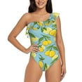 thumbnail image 1 of Easygdp Lemon Women's One Shoulder Ruffle Monokini Bathing Suits with Removable Chest Pad, Quick Drying - Small, 1 of 8