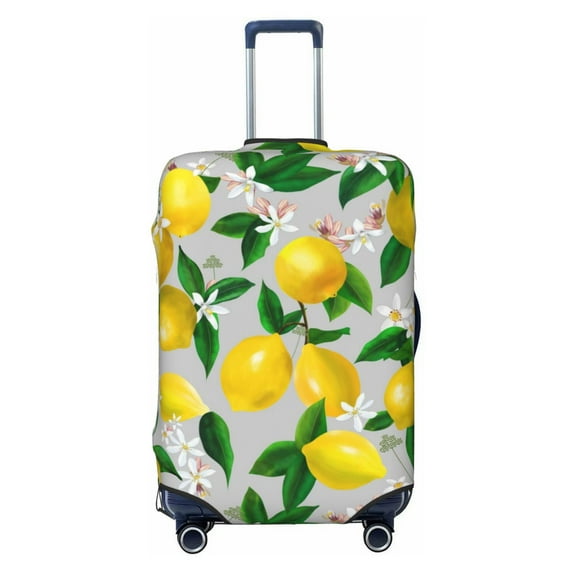 Easygdp Lemon1 Double-Sided Printed Elastic Suitcase Protective Cover,Invisible Zipper, Business Trip Luggage Cases,Washable And Resistant To Falling -Large