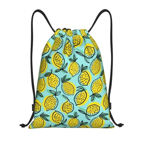 Easygdp Lemon1 Drawstring Backpack, Beach Sackpack, Travel Sackpack Lightweight for Sports, Gym, Travel, Swimming - Small