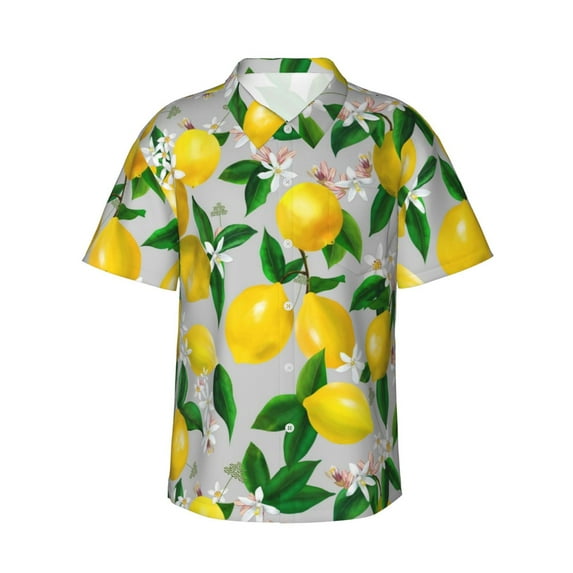 Easygdp Lemon1 Men's Hawaiian Shirts Print Lapel Short Sleeve for Beach, vacation, party, casual occasions - 3X-Large