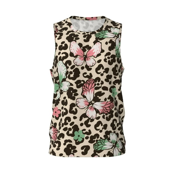 Easygdp Leopard Dots Men's Mesh Basketball Jersey Quick Drying Sleeveless Shirts Fitted Muscle Tank Tops Sport Round Neck T-Shirt - Medium