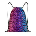 thumbnail image 1 of Easygdp Leopard Neon Rainbow Gradient Drawstring Backpack, Beach Sackpack, Travel Sackpack Lightweight for Sports, Gym, Travel, Swimming - Small, 1 of 9