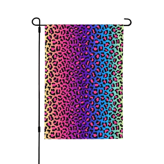 Easygdp Leopard Neon Rainbow Gradient Garden Flag Yard Flag Welcome Flag, Double-Sided, Weather Resistant for Outdoor Decor - 28"x40"