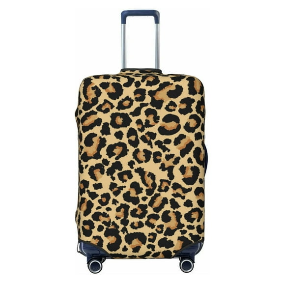Easygdp Leopard Print Double-Sided Printed Elastic Suitcase Protective Cover,Invisible Zipper, Business Trip Luggage Cases,Washable And Resistant To Falling -Small
