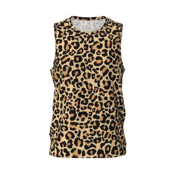 Easygdp Leopard Print Men's Mesh Basketball Jersey Quick Drying Sleeveless Shirts Fitted Muscle Tank Tops Sport Round Neck T-Shirt - Medium