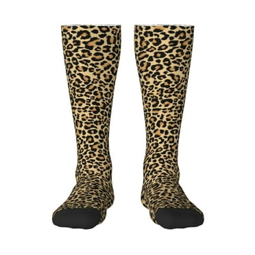 Easygdp Leopard Print Soccer Socks Sport Knee High Socks Calf Compression Athletic Socks for Men and Women