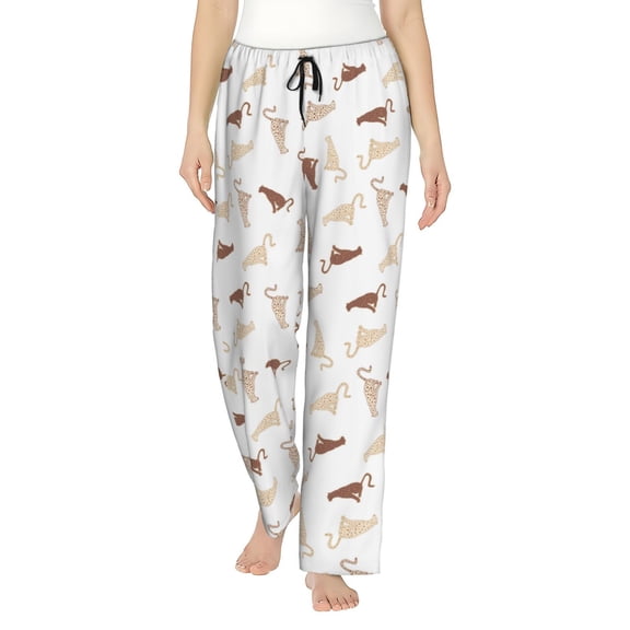 Easygdp Leopard Print Women's Drawstring Pajama Pants | Lounge Joggers Sweatpants | Comfy Sleepwear | Yoga Pants-Medium