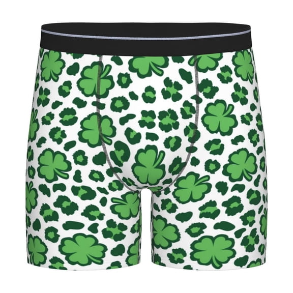 Easygdp Leopard print St. Patrick's Day Men's Boxer Briefs Men’s Underwear Boxer Briefs for Men