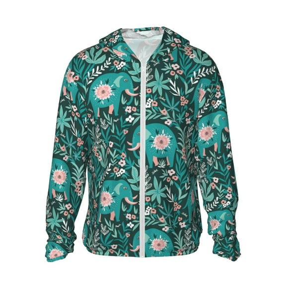 Easygdp Lephants in the Jungle Lightweight Long Sleeve Sun Shirt Sports long-Sleeved Sun Protective Clothing, Quick Drying Breathable - Small