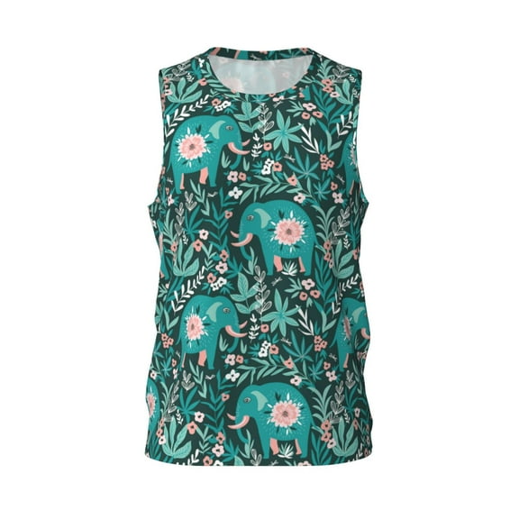 Easygdp Lephants in the Jungle Men's Mesh Basketball Jersey Quick Drying Sleeveless Shirts Fitted Muscle Tank Tops Sport Round Neck T-Shirt - Small