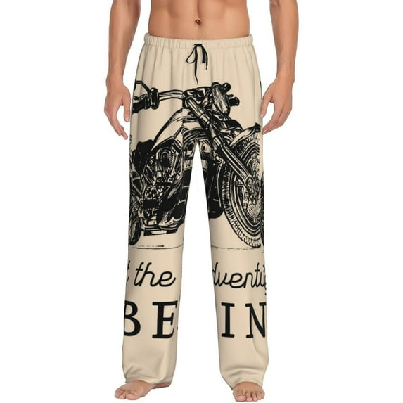Easygdp Let The Adventure Begin Men's Pajama Pant, Sleep Elastic Waistband Lounge Pants - Medium