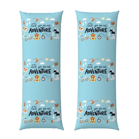 Easygdp Let's Go on an Adventure Long Body Pillowcase - Super Soft Microfiber Body Pillow Case - Envelope Closure, Cool, Anti-Fading- 20x54 in
