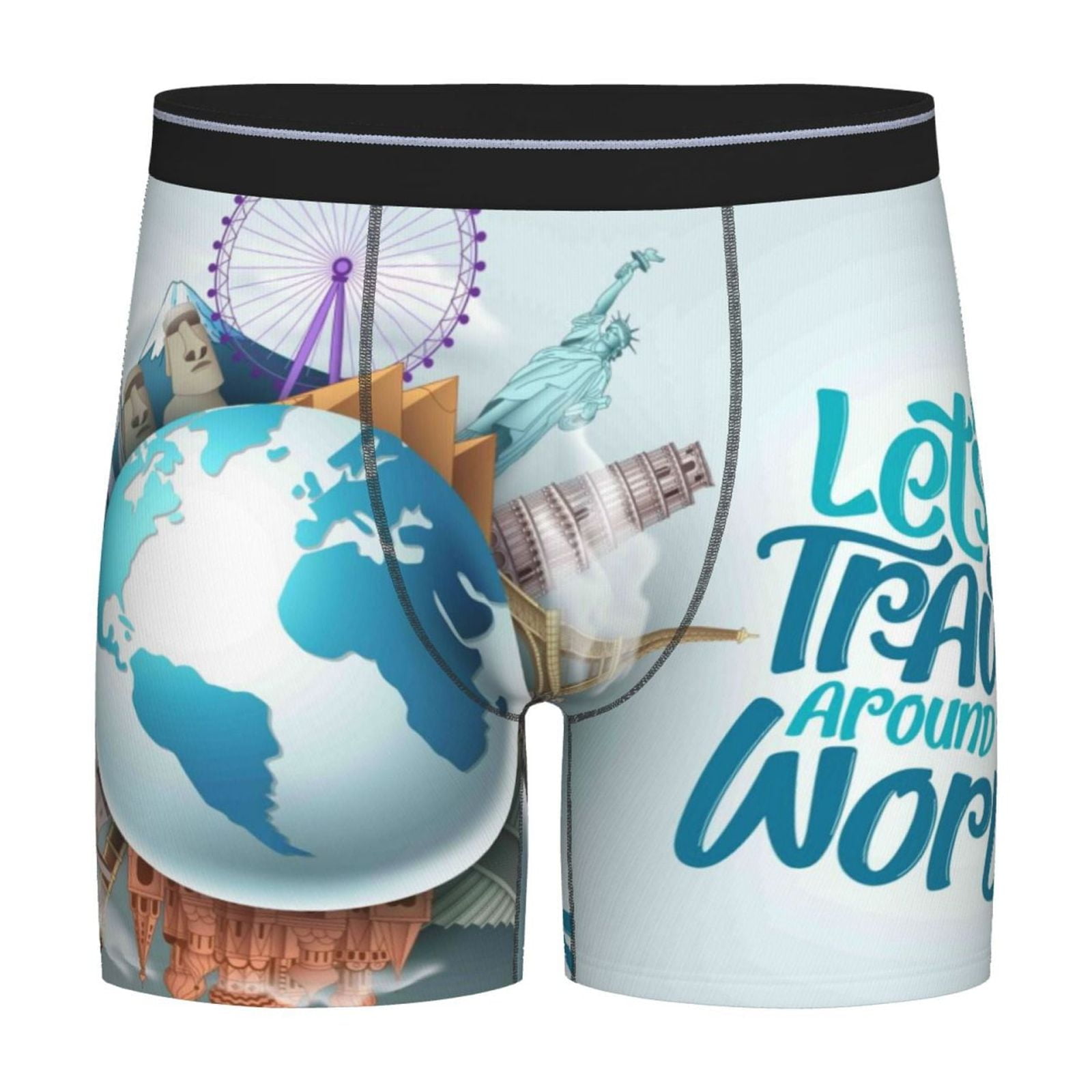 Easygdp Let's Go Travel Around The World Men's Boxer Briefs Men’s ...