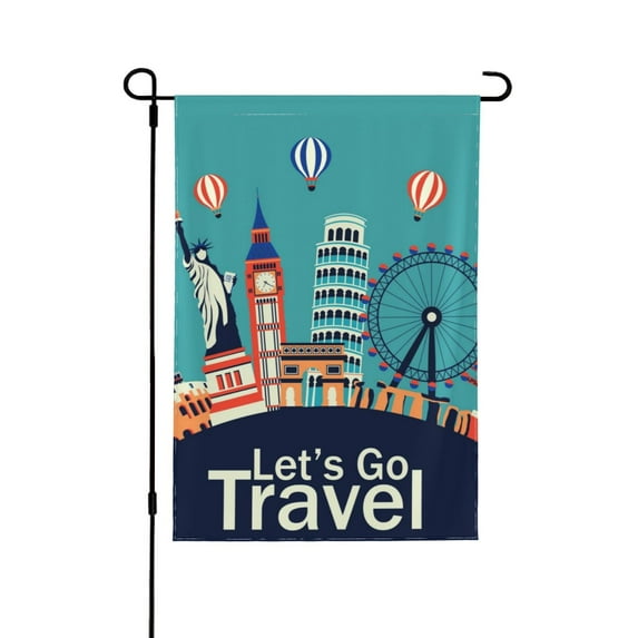 Easygdp Let's go Travel Garden Flag Yard Flag Welcome Flag, Double-Sided, Weather Resistant for Outdoor Decor - 28"x40"