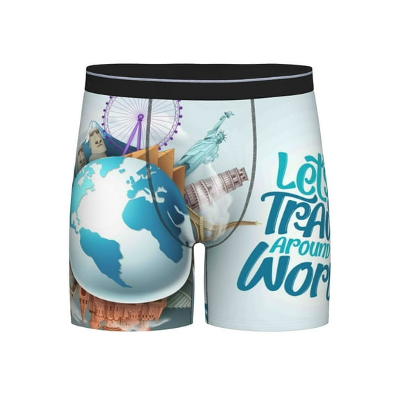 Easygdp Let's go Travel Men's Boxer Briefs Men’s Underwear Boxer Briefs for Men