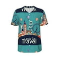 thumbnail image 1 of Easygdp Let's go Travel Men's Muscle T-Shirt Men's Baseball Short Sleeves, for Gym Workout Athletic with Button - Medium, 1 of 9