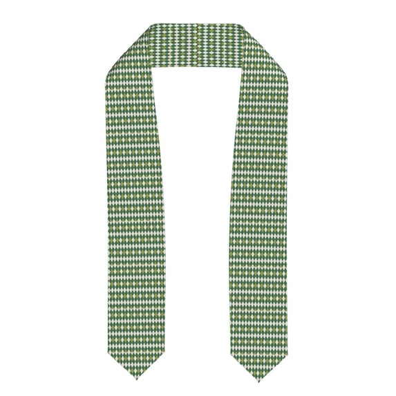 Easygdp Light Green Squares Unisex Adult Graduation Stole Shawl 36" Long for Academic Commencements Shawl-Flattened