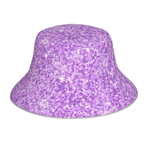 Easygdp Lilac Glittering Double-Sided Reflective Fisherman Hat for Outdoor and Night Walking, Unisex