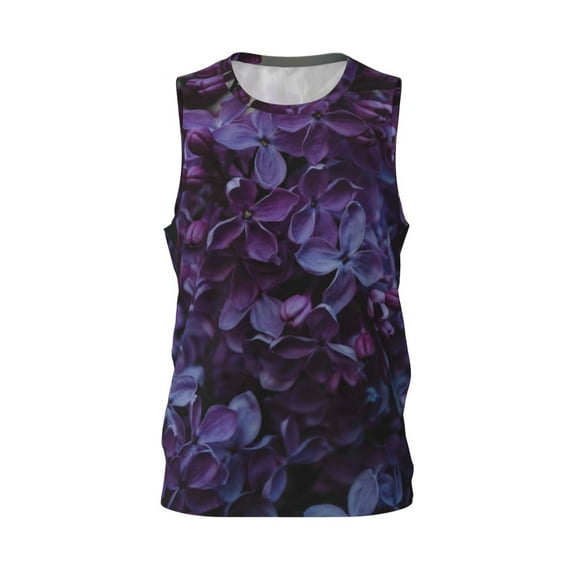 Easygdp Lilac Men's Mesh Basketball Jersey Quick Drying Sleeveless Shirts Fitted Muscle Tank Tops Sport Round Neck T-Shirt - Medium