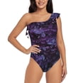 thumbnail image 1 of Easygdp Lilac Women's One Shoulder Ruffle Monokini Bathing Suits with Removable Chest Pad, Quick Drying - Large, 1 of 8