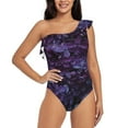 thumbnail image 1 of Easygdp Lilac Women's One Shoulder Ruffle Monokini Bathing Suits with Removable Chest Pad, Quick Drying - X-Large, 1 of 8