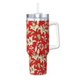 Easygdp Lilies Flowers Insulated Stainless Steel Hot/Cold Coffee Cup