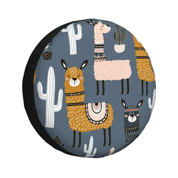 Easygdp Llama And Cactus Wheel Sun Guard, Spare Tire Cover,Universal Trailer Suv Truck Camper Travel,Easy To Install And Remove -14 Inch
