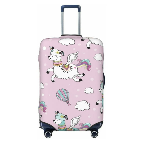 Easygdp Llama Unicorn And Rainbow Double-Sided Printed Elastic Suitcase Protective Cover,Invisible Zipper, Business Trip Luggage Cases,Washable And Resistant To Falling -Small