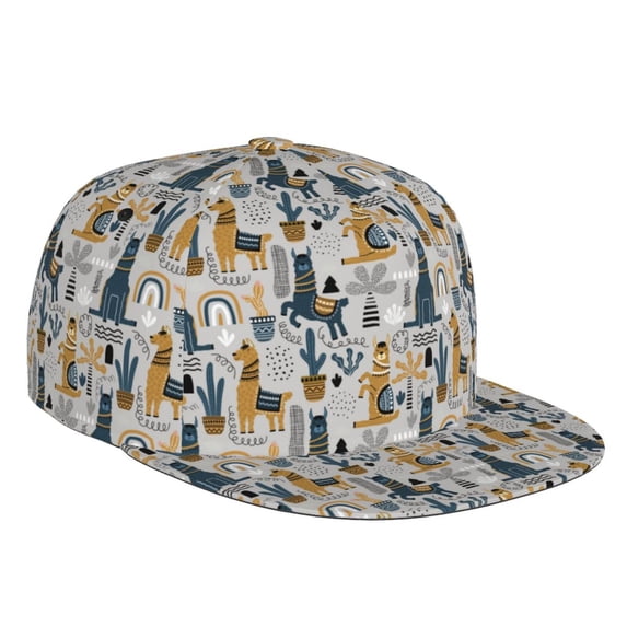 Easygdp Llama and Cactus1 Baseball Cap with Adjustable Flat Suitable for Head Circumference 22.4-23.6 in