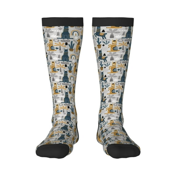 Easygdp Llama and Cactus1 Soccer Socks Sport Knee High Socks Calf Compression Athletic Socks for Men and Women