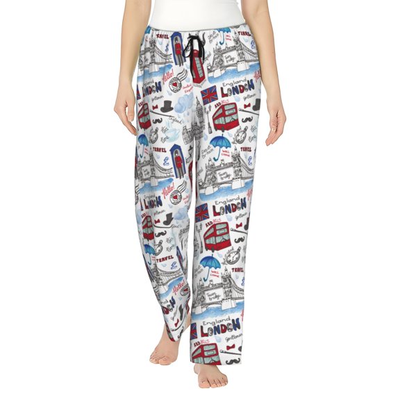 Easygdp London Landmark1 Women's Drawstring Pajama Pants | Lounge Joggers Sweatpants | Comfy Sleepwear | Yoga Pants-Small