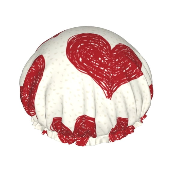Easygdp Love Shower Caps for Women, Double Waterproof Layers Shower Cap, Quick Drying Bath Hair Cap Reusable