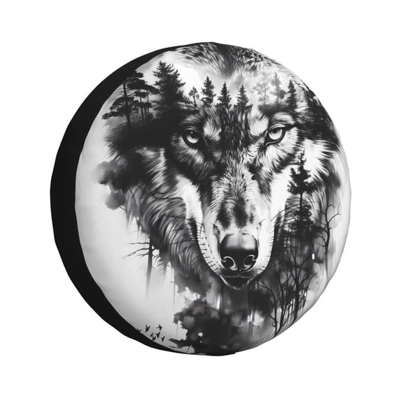 Easygdp Majestic Wolf Landscape Wheel Cover,Spare Tire Cover,4-17in Spare Tire Cover Universal Fit for Trailer, Car, Truck, SUV, Jeep-17 inch