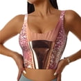 thumbnail image 1 of Easygdp Makeup Brush on Pink Glitter Seamless Sports Bra for Women, High Impact Yoga Exercise Athletic Bras - Available in Various Sizes-Medium, 1 of 8