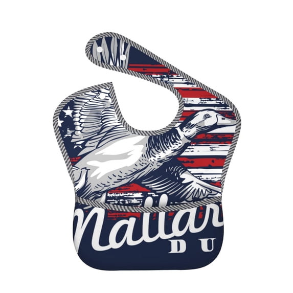 Easygdp Mallard Duck With American Flag Bibs For Babies, Baby Bibs for Eating, Toddler Bibs, Waterproof Bibs, Feeding Bibs, for Toddlers, Boys, Girls