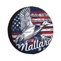 Easygdp Mallard Duck With American Flag Wheel Cover,Spare Tire Cover,4-17in Spare Tire Cover Universal Fit for Trailer, Car, Truck, SUV, Jeep-14 inch