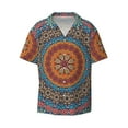 thumbnail image 1 of Easygdp Mandala Men's Casual Short-sleeved Shirt with Pocket and Button Suitable for Beach Vacation Leisure - Medium, 1 of 7