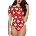 thumbnail image 1 of Easygdp Maple Leaves Women'S Waist-Cinching Short-Sleeved Onesie, Olastic Onesiet,Snaps At Bottom,Easy To Put On And Take Off - Xx-Large, 1 of 9