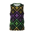 thumbnail image 1 of Easygdp Mardi Gra Geometric Men's Mesh Basketball Jersey Quick Drying Sleeveless Shirts Fitted Muscle Tank Tops Sport Round Neck T-Shirt - X-Large, 1 of 9
