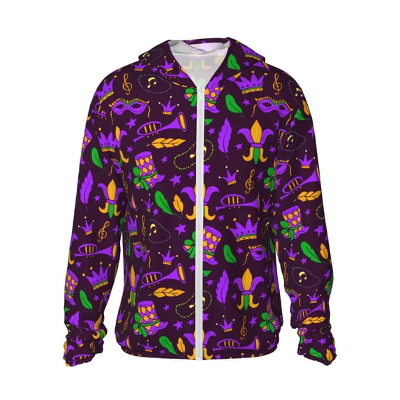 Easygdp Mardi Gra2 Lightweight Long Sleeve Sun Shirt Sports long-Sleeved Sun Protective Clothing, Quick Drying Breathable - 3X-Large